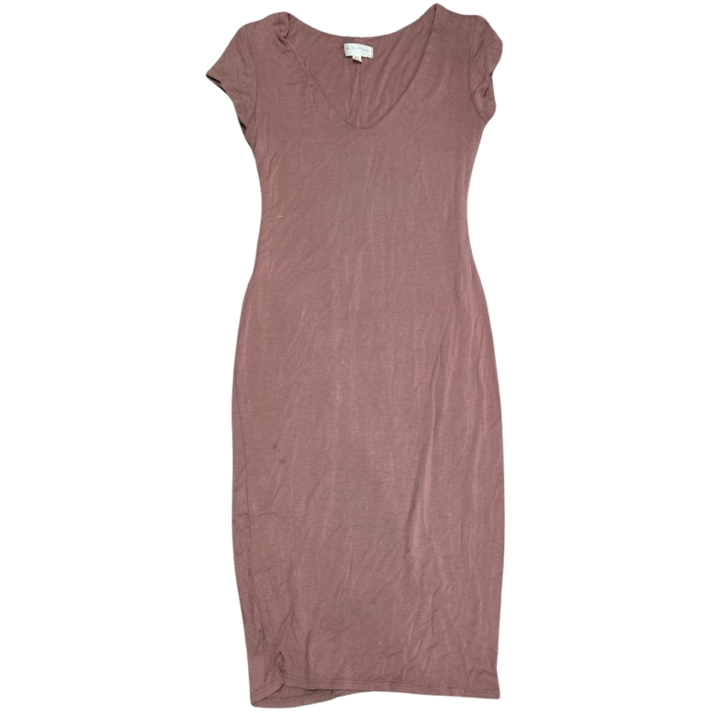 See You Monday Pink Sheath Midi Dress Crew Neck